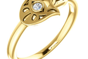 Diamond  14K Hamsa Ring Yellow Gold