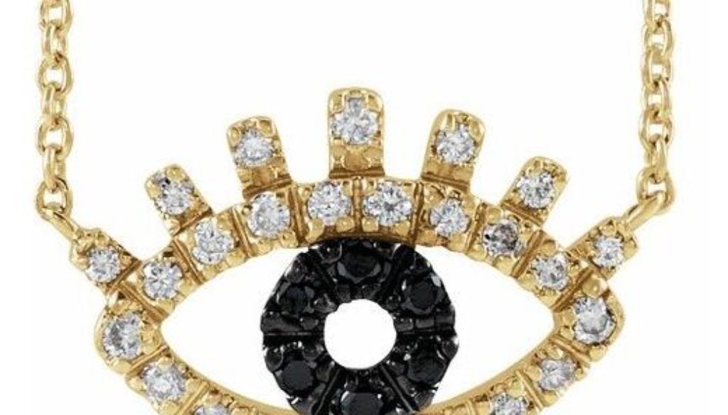 Evil Eye Black and White Diamond Gold Necklace 5