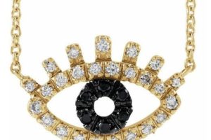Evil Eye Black and White Diamond Gold Necklace 5