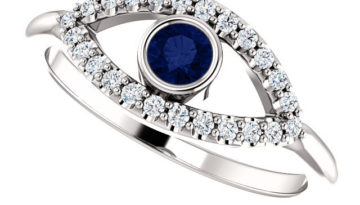Evil Eye Ring 14K Gold Blue and White Sapphire