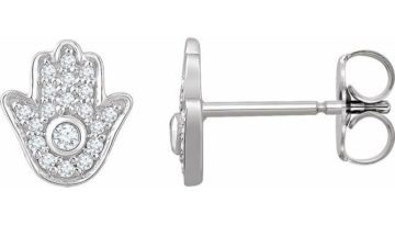 Hamsa Diamond Earrings for protection and luck