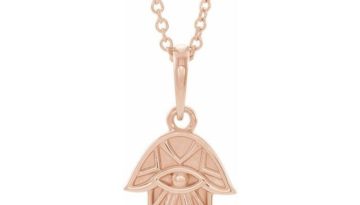 Hamsa Evil Eye 14K Rose Gold Necklace