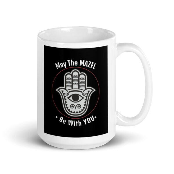 Hamsa May The Mazel Be With You - White Glossy Coffee Mug