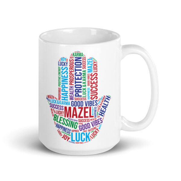 Hamsa Mazel Good Vibes - White Glossy Coffee Mug