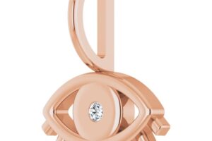 Evil Eye Diamond Charm Pendant Rose Gold 2