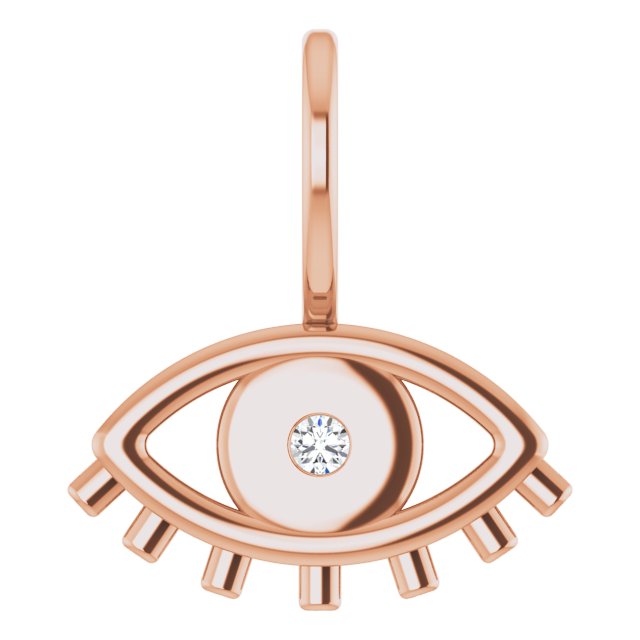 Evil Eye Diamond Charm Pendant Rose Gold