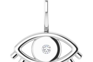 Evil Eye Sterling Silver .02 CT Diamond Evil Eye Charm Pendant