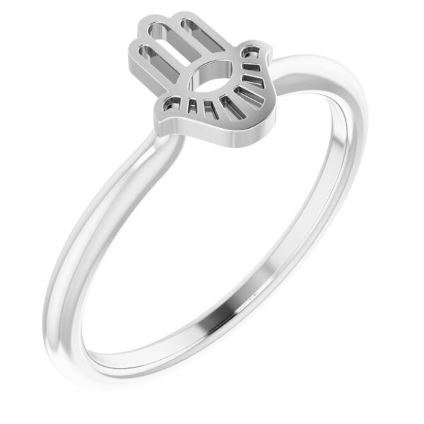Sterling Silver Hamsa Ring - Stackable $38.00