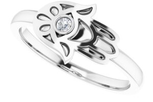Sterling Silver Diamond Hamsa Ring 2