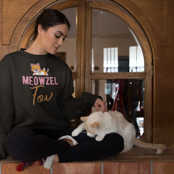Meowzel Tov Cat Lover Mazel Tov Comfy Unisex Heavy Blend Crewneck Sweatshirt
