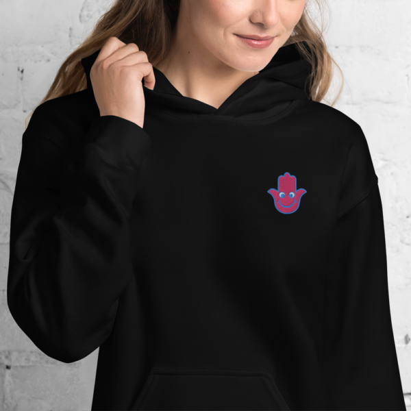 Radiate Positivity with Our Smiley Hamsa Hoodie