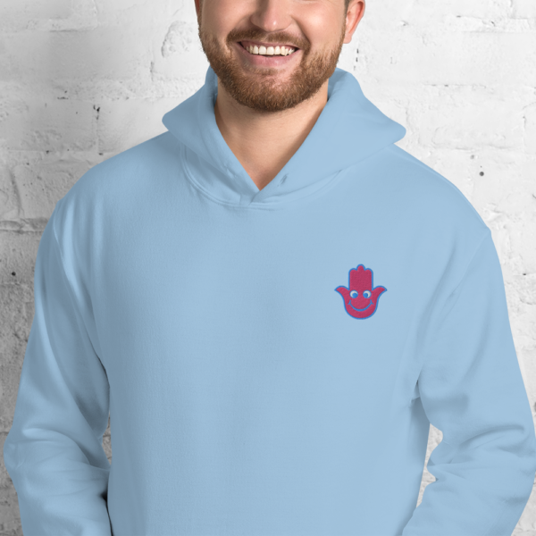 Radiate Positivity with Our Smiley Hamsa Hoodie