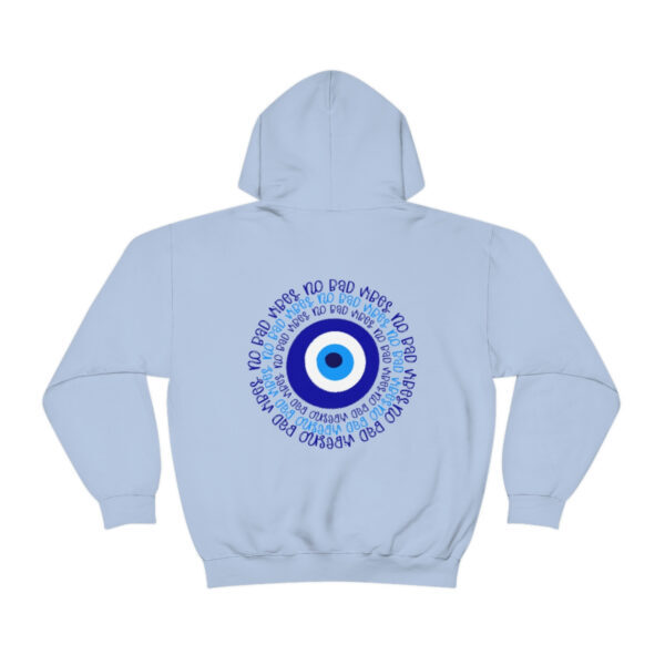No Bad Vibes Back Print Evil Eye Unisex Hoodie, Protect Your Energy