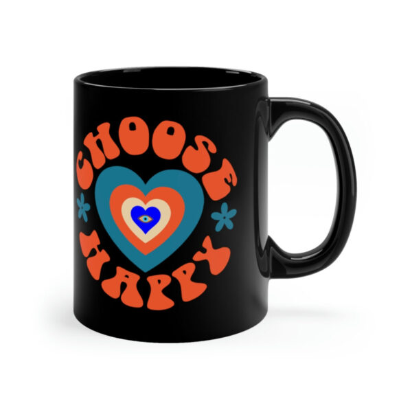 Choose Happy Evil Eye Heart, Protect Your Peace, Protect Your Energy, Third Eye Witchy, Be Happy 11oz Black Mug