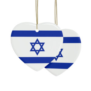 I Love Israel Ornament Embrace the Spirit of Unity with our Israeli Flag Ceramic Heart Ornament s Am Israel Chai